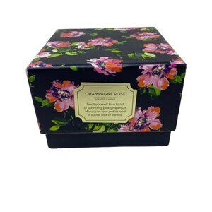 New TRINA TURK Champagne Rose Scented Candle 3-Wick Glass Jar w/Box As Is